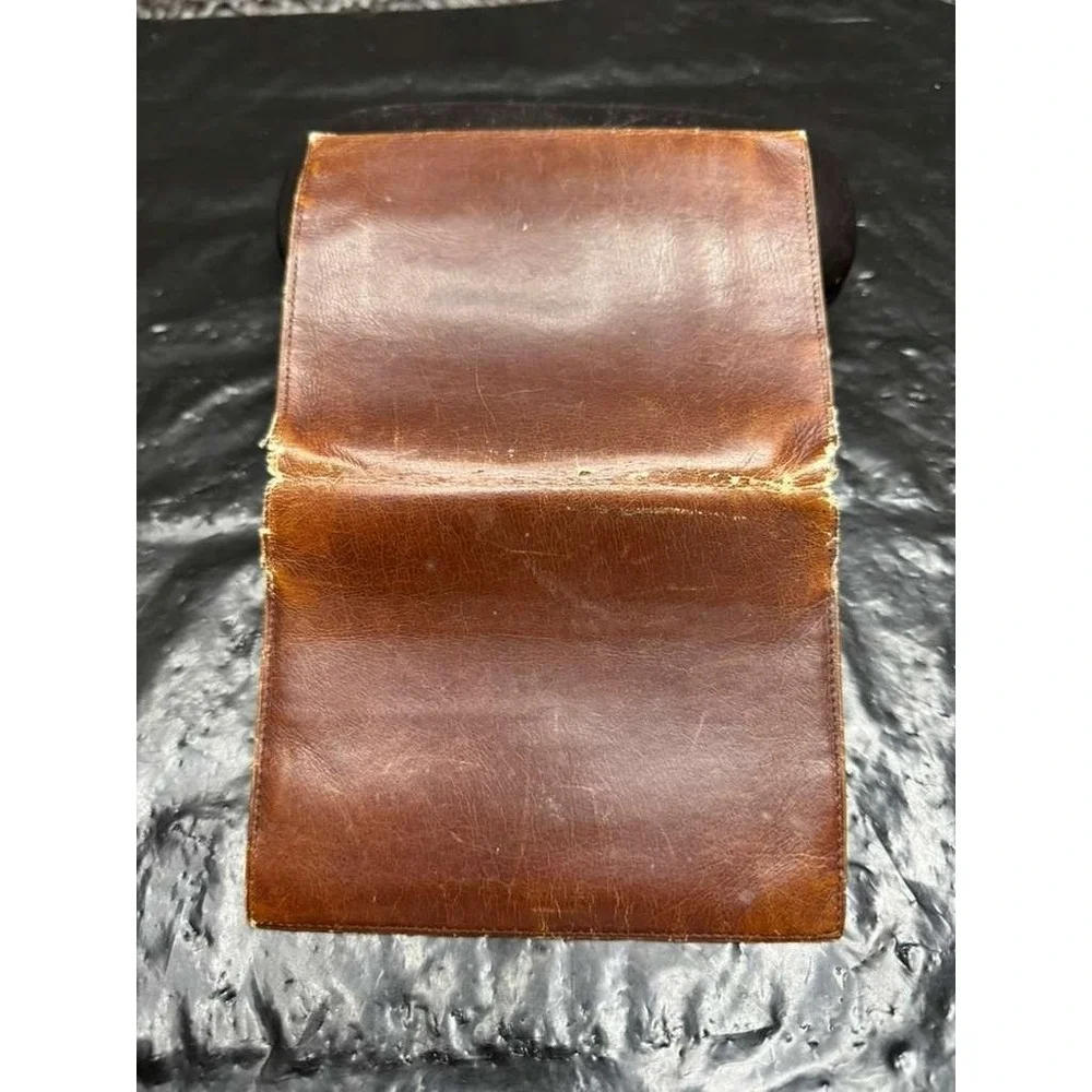 Vintage Loewe Men's Leather Logo Embossed Credit Card Bifold Wallet Brown‎